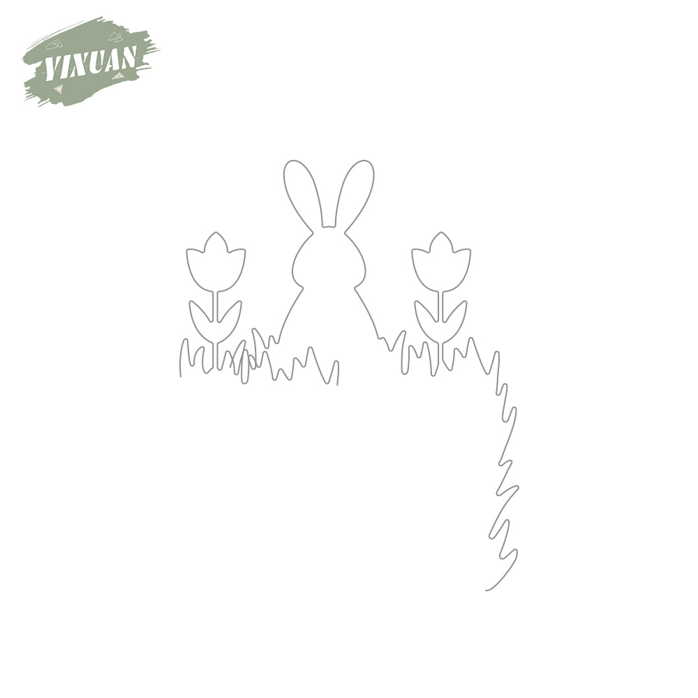 Kawaii Easter Rabbit And Florals Metal Cutting Dies Set YX993