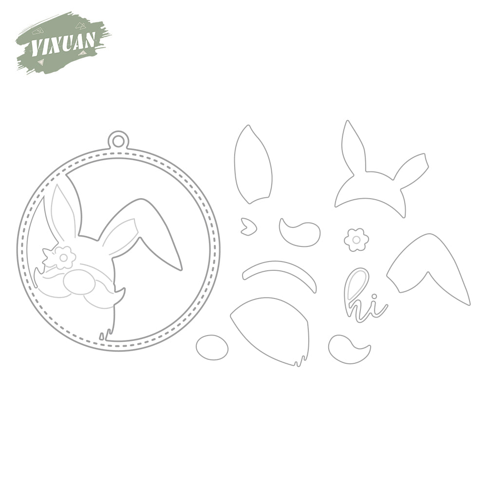 Cute Easter Rabbits Gnome Round Shaker Cutting Dies Set YX1099