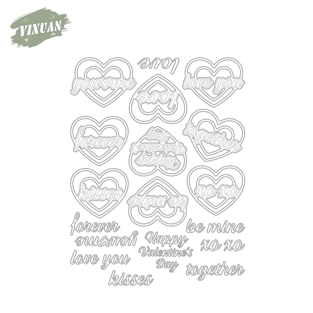 Valentine's Day Gifts Decor Love Hearts Large Size Metal Cutting Dies Set YX1037