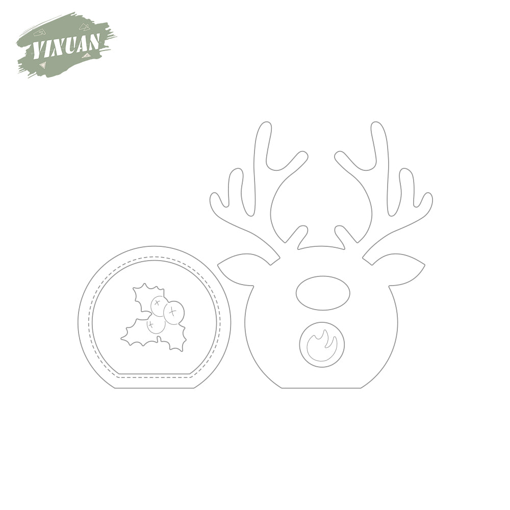 Kawaii Xmas Series Christmas Reindeer Head Cutting Dies Set YX800