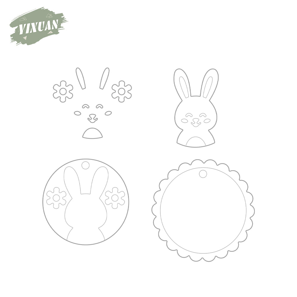 Floral And Rabbit Round Shaker Metal Cutting Dies Set YX1173
