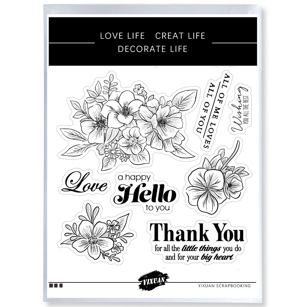 Spring Blooming Flowers Cutting Dies And Stamp Set YX371-S+D