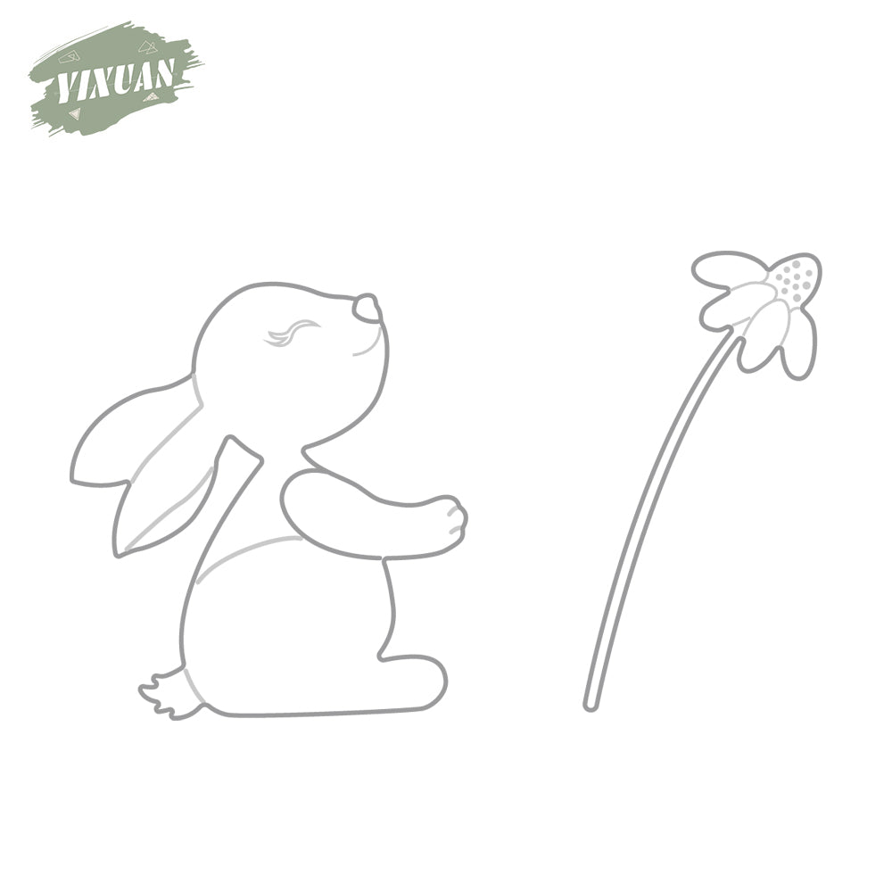 Cute Easter Rabbit Holding Flower Scrapbooking Metal Cutting Dies Set YX1100