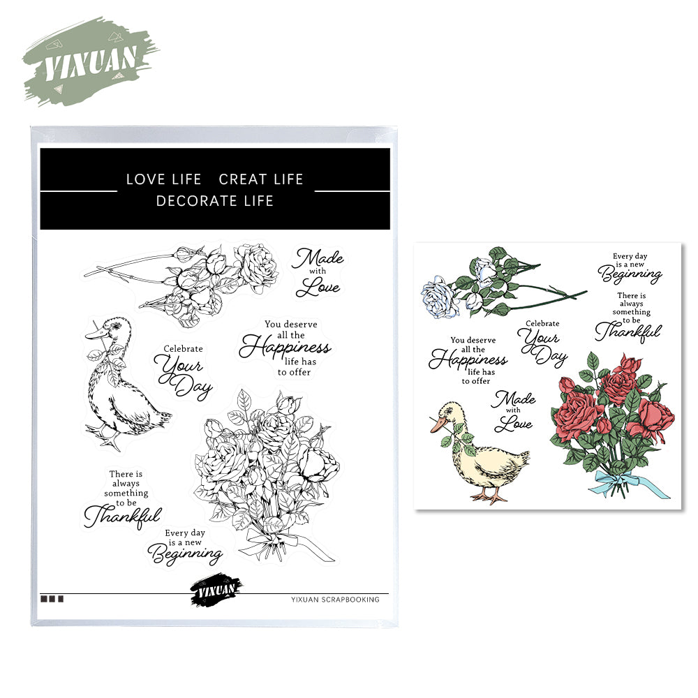 Bloom Bundle Roses And Duck Cutting Dies And Stamp Set YX593-S+D