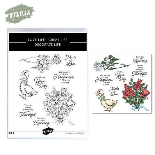 Bloom Bundle Roses And Duck Cutting Dies And Stamp Set YX593-S+D