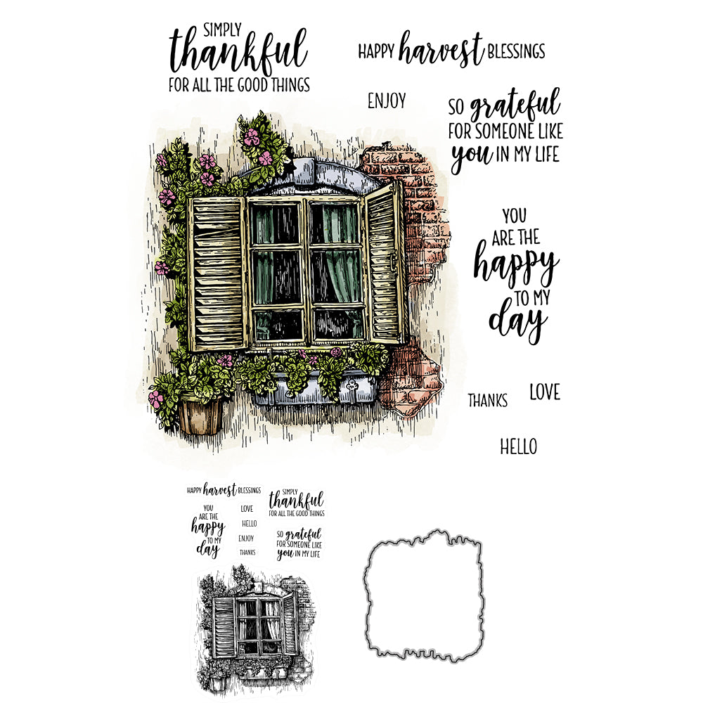 Garden Flower Vines Over The Window Cutting Dies And Stamp Set YX539-S+D