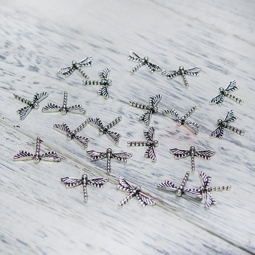20PCS Mini Vintage Metal Dragonfly Beads For Cards Decor With Box DIY Scrapbooking Supplies YX1054