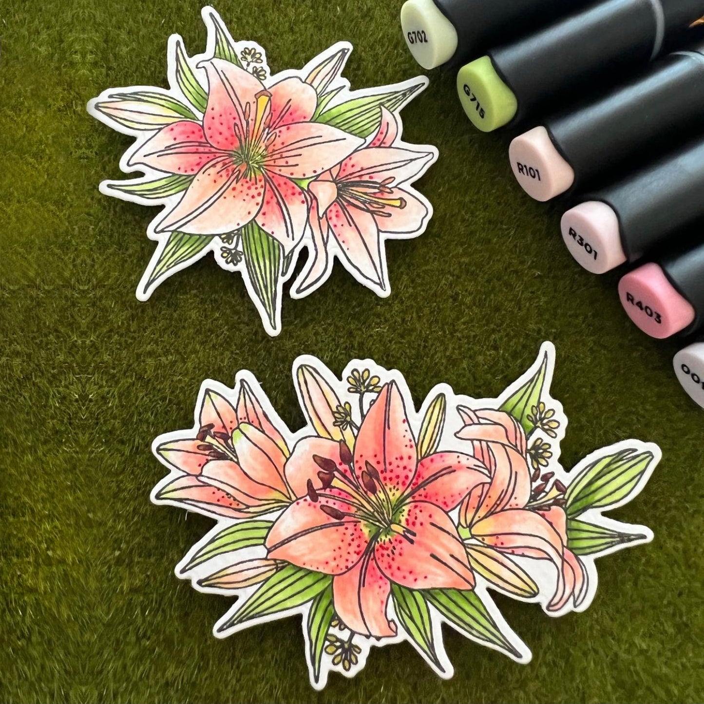 Blooming Lily Flowers Floral Cutting Dies And Stamp Set YX458-S+D