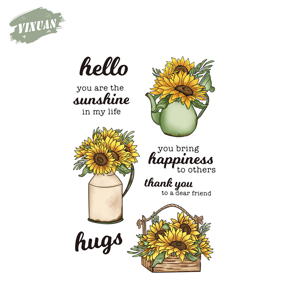 Garden Spring Potted Sunflower Clear Stamp YX368-S